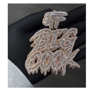 Indian Exporter Moissanite Diamond <b>Pendant</b> Necklace <b>for</b> <b>Men</b> 925 Sterling <b>Silver</b> Luxury Jewelry Gift <b>for</b> Wedding Birthday Party - Product Image 1