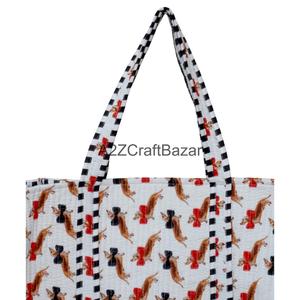 Bolsa de Mano Grande Acolchada de Algodón Orgánico Ecológico para Mujer, con Rayas Bohemias Hechas a Mano, Asa Larga para Hombro, para Compras - Product Image 2