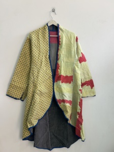 Boho Indian Quilited Kanth Cotton Jacket Reversible Kantha Long <b>Coat</b> - Product Image 5