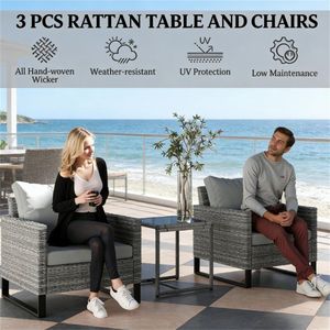 Set da Giardino o Terrazza in Tre Pezzi, Colore Grigio, per Gite in Taverna - Product Image 2