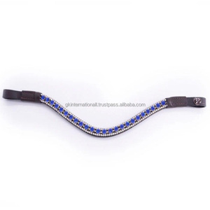 Diadema de cuero negro con incrustaciones de cristales multicolor y diseño de onda, con cierre de botón a presión, precio de fábrica al por mayor. - Product Image 3