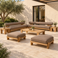 Ensemble de mobilier de patio commercial pour hôtels modernes, canapé à séchage rapide en teck massif, sectionnel, pour l'extérieur