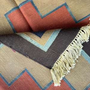 Tapis et ensembles Dhurrie en coton multicolore Motifs antiques classiques pour le salon 007 Tapis de sol - Product Image 4