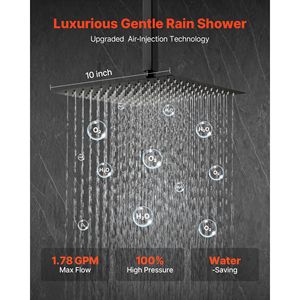 Handheld Rain <b>Shower</b> Faucet Set with 10 Inch <b>Square</b> Rain <b>Shower</b> <b>Head</b> Ceiling Mount Bath System Bathroom Accessories - Product Image 2