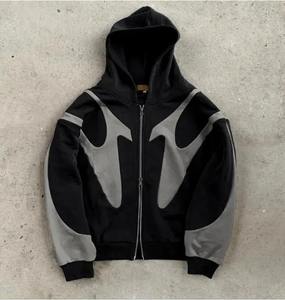 Latest Style Oversized Pullover Zipper Up Hoodie Color Blocking Fashionable Autumn Pullover <b>Zip</b> <b>Hooded</b> Breathable Wholesale OEM - Product Image 1