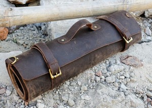 Premium Leather Knife <b>Roll</b> Chef Knife Holder <b>Bag</b> Culinary Equipment Storage Organizer Travel Case LKR-0306 - Product Image 6