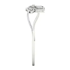 กำไลข้อมือเพชรเลี้ยงในห้องปฏิบัติการ 1.50 กะรัต สำหรับผู้หญิง ยี่ห้อ EtherStar Jewels รับรองโดย IGI ทองคำแท้ 18K ลายดอกไม้ผีเสื้อ ดีไซน์แบบ Bypass Cuff เครื่องประดับชั้นดี - Product Image 4
