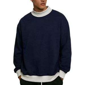 Sudadera de Cuello Alto a Rayas Azul Marino para Hombre, Personalizada, de Manga Larga, Informal, con Cuello Alto y Rayas - Product Image 4