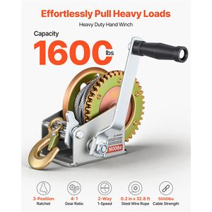 Manivela para Barco de 1600 Libras, Resistente, Manual, con Cable de Acero de 32.8 Pies, Portátil, con Trinquete Bidireccional y Mango Antideslizante - Product Image 2