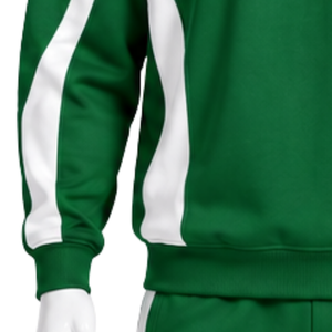 Green Panel Crew Neck <b>Sweatshirt</b> <b>Men</b> Long Sleeve Contrast <b>White</b> Stripe Athletic Pullover Casual Training Sportswear Custom - Product Image 6