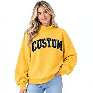 Sudadera de cuello redondo para mujer, color coral, con hombros caídos, manga larga, estampado de letras, forro polar, estilo casual, para otoño, ideal para el día del partido. - Product Image 5