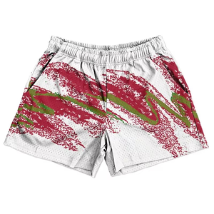 Pantalones Cortos de Malla Pintados a Mano en Verde y Azul, Unisex, Cintura Elástica, Transpirables, de Poliéster, Ropa Deportiva de Verano, Talla Adulto Regular - Product Image 3