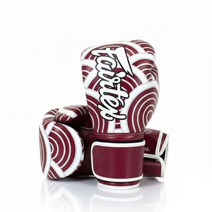 Fairtex Boxing <b>Gloves</b> Maroon White Wave Pattern Genuine Leather Breathable Adult Training Gear Boxing <b>Gloves</b> - Product Image 1