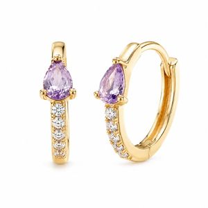 Hypoallergenic Teardrop Huggie <b>Earrings</b> with 18K Gold Plated Luxury Colored CZ for Women Sensitive Ears - Product Image 1