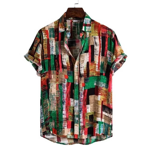 Chemise hawaïenne pour hommes, manches courtes, col boutonné, imprimé palmiers, chemise de vacances, vêtements d'été - Product Image 2