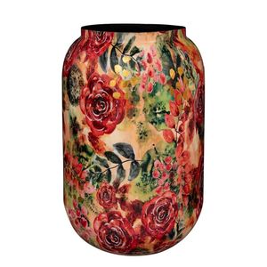 Jarrón Decorativo de Metal con Estampado Floral para Decoración del Hogar, Maceta Artesanal para Sala de Estar, Centro de Mesa de Lujo con Toque Dorado - Product Image 1