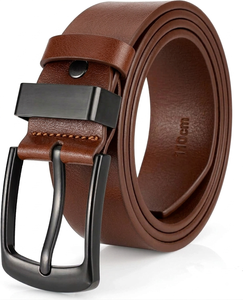 Cinturón Casual para Hombre con Estampado de Piel de Vaca Negra, Hebilla Rectangular de Aleación de Una Sola Punta, 3.8cm de Ancho, para Jeans - Product Image 3