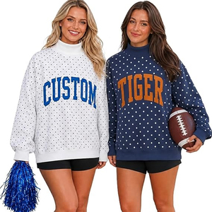 Sweat-shirt pour femme 100% coton, col roulé, manches longues, hiver, décontracté, vintage, doublure douce, épaules tombantes, 200g, Game Day - Product Image 1
