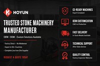 HOYUN Machinery Centre d'usinage CNC pour pierre, Scie à pont 5+2 axes, Polisseuse de chants, Ligne de traitement de pierre 3 en 1