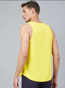 Camiseta sin Mangas Amarilla para Hombre, Cuello Redondo, Color Sólido, Estilo Deportivo, Transpirable, Tejido de Poliéster, Ropa Deportiva - Product Image 5