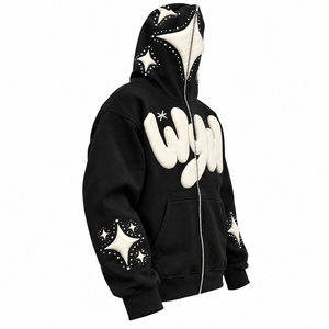 Nouveau style – Sweat à capuche zippé surdimensionné pour homme en coton 100 % écologique, marron, avec logo en polaire sur le devant, manches classiques, style hiver - Product Image 4