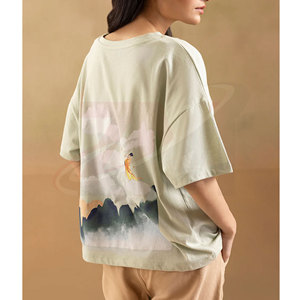 Camiseta Informal Holgada de Algodón para Mujer, Corte Holgado, Tejido Transpirable y Suave, Ropa de Calle de Verano, Prenda Superior de Moda para el Día a Día - Product Image 5