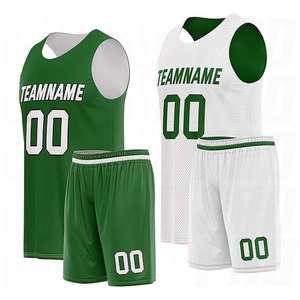Uniforme de basket-ball sans manches vert et blanc respirant, personnalisé avec votre propre logo, vente en gros de maillots de basket-ball sans manches - Product Image 1
