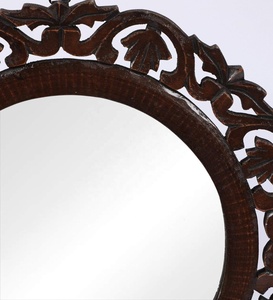 Miroir mural rond en bois moderne fait main, décoratif, pour salon, salle de bain, chambre à coucher, mariage - Product Image 2