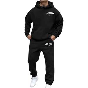 Conjunto Deportivo de 2 Piezas para Hombre, Estilo Hip Hop, Otoño, Sudadera con Capucha y Pantalones Deportivos, Casual, Gimnasio, Atlético, 100% Algodón, Secado Rápido - Product Image 1