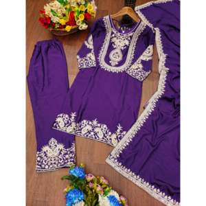 Conjunto de Traje de Satén de Diseño con Bordado y Secuencia de Codificación - Product Image 3