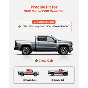 Pedane Laterali da 4 Pollici Compatibili con Chevy GMC 1500/2500HD/3500HD Crew Cab 2019-2025, Barre Nerf in Acciaio al Carbonio Nero - Product Image 2