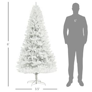 Albero di Natale Artificiale Bianco Non Illuminato da 2,1 m con 1000 Punte di Rami, Decorazione Festiva, Apertura Automatica e Base in Acciaio, Materiale PE PVC - Product Image 3