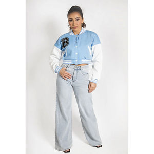 Women's New design women Casual Varsity <b>Jacket</b> with <b>Long</b> Sleeves Short-Length Crop Top Cotton Filled Sustainable OEM Product - Product Image 5