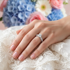 KOK ออกแบบ Prong การตั้งค่า 14 พันทองคําขาวคุณภาพสูงเพชร Solitaire 0.50cts ศูนย์กึ่งเมาท์แหวนหมั้นสําหรับผู้หญิง - Product Image 2