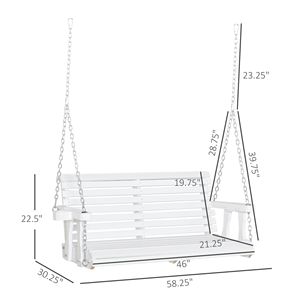 Dondolo da giardino in metallo bianco per 2 persone con capacità di 200 kg e portabicchieri - Product Image 3