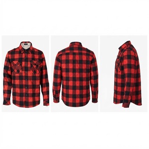 Chemise en flanelle à carreaux rouge et noir pour homme, manches longues, col boutonné, décontractée, 100% coton, chemises à manches longues pour l'automne - Product Image 5
