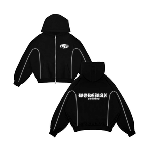Black Reflective <b>Gothic</b> Zip Up Hoodie | Glow in Dark Streetwear Hoodie |Reflective Hooded <b>Jacket</b> |OEM Private Label Manufacturer - Product Image 4