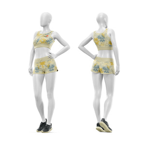 Conjunto de Yoga Personalizado, Top Corto con Cuello Redondo y Pantalones Cortos, Spandex/Nailon, Elástico en 4 Direcciones, Transpirable, Ecológico, para Mujer - Product Image 3