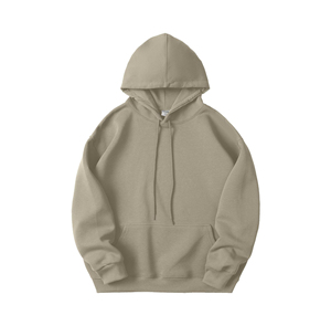 Sweat-shirt à capuche en molleton marron surdimensionné pour homme, couleur unie, avec poche, tricoté, pour l'automne - Product Image 3