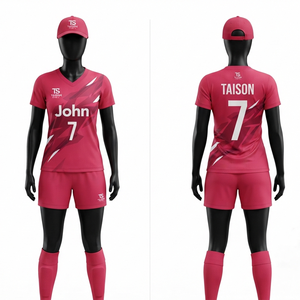 Maillot de football pour homme en polyester interlock premium 140g, manches courtes, beige et bordeaux, sublimation, logo personnalisé, kit de football d'équipe OEM - Product Image 6