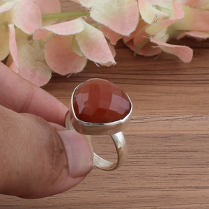 Wholesale Red Onyx Gemstone <b>Ring</b> Bezel Setting Sterling <b>Silver</b> Simple Minimalist Classic Wedding Engagement <b>Ring</b> - Product Image 5