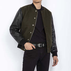 Veste universitaire en gros pour hommes, manches en laine, qualité supérieure, style urbain pour l'hiver - Product Image 1