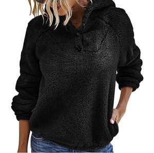 Customized Women <b>Sherpa</b> Hooded Fabric Pullover Hoodie With Front Pockets Sharpa Hood Pullover <b>Sherpa</b> Fleece <b>Hoodies</b> Breathable - Product Image 2