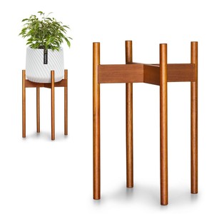 Aqdus Saleem BM-LSP018 Bamboo Ladder Tiered Plant Stand | Mid Century Modern Outdoor Wholesale Natural Honey Wooden <b>Planter</b> - Product Image 2