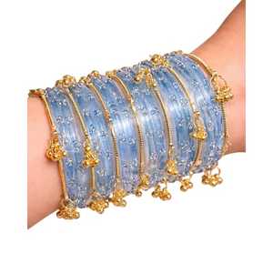 Wholesale Indian Style Trendy Geometric Imitation Pearl Churiya Kashmiri <b>Bangle</b> Set Wedding Handmade <b>Copper</b> Alloy Bridal <b>Bangles</b> - Product Image 1