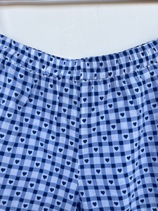 Women Blue Gingham Cotton 2 Piece Shorts Set <b>Heart</b> <b>Print</b> Sleeveless Ruffle Strap <b>Top</b> Elastic Waist Shorts Summer Lounge Set - Product Image 5