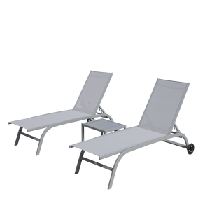 Juego de 3 Sillas de Jardín Ajustables con Ruedas, Aptas para Piscina, Muebles de Patio para Uso en Exteriores - Product Image 1