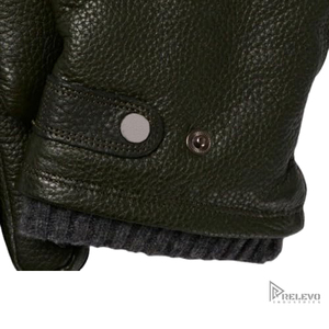 Gants d'hiver en cuir véritable pour hommes, gants de travail thermiques chauds en cuir de vachette texturé de haute qualité avec poignets en tricot élastique - Product Image 2