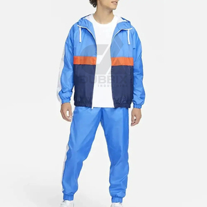 OEM Custom Printed Hooded Nylon Windbreaker <b>Tracksuit</b> Set – Lightweight Drawstring Jacket & Two Piece Sportswear Short Set - Product Image 6