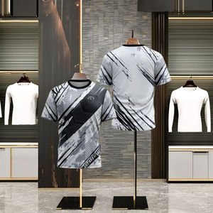 เสื้อยืดผ้าฝ้ายโพลีเอสเตอร์สีพื้นคอกลมแขนสั้นสำหรับ100% ผ้าโพลีเอสเตอร์100% ออกแบบได้ตามที่ต้องการ - Product Image 1